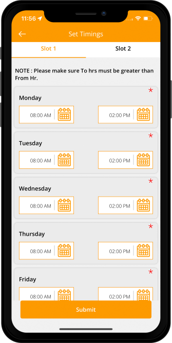 restaurant set working hours