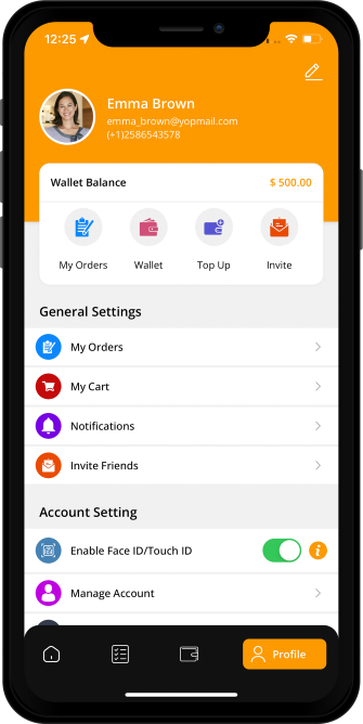 user app menu