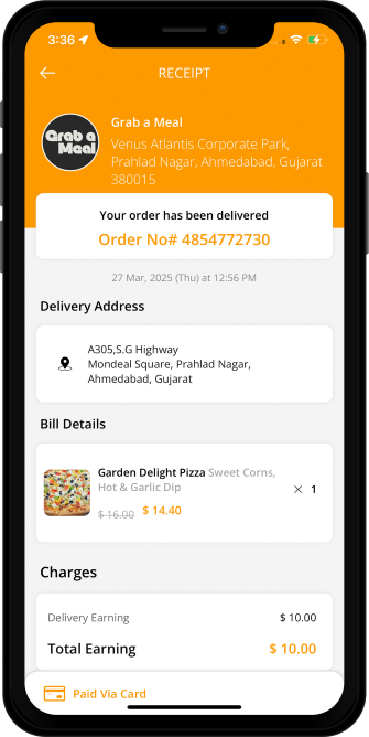 driver see details of address, earning , order