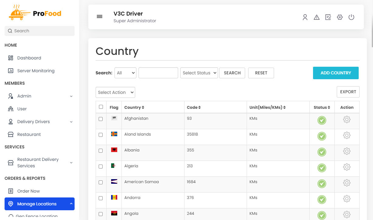 Manage Country
