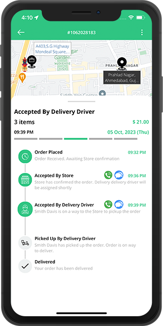 user see assigned driver for pickup of order