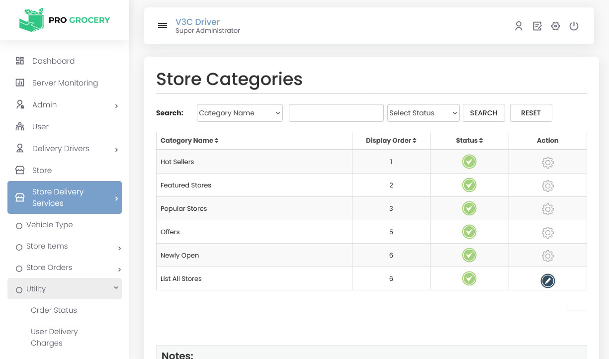 Store Categories