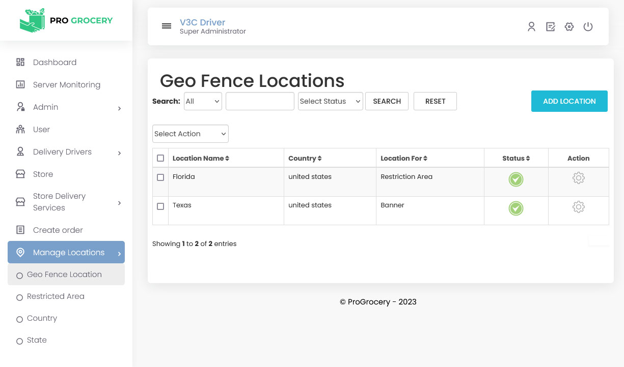 Geo Fence Locations