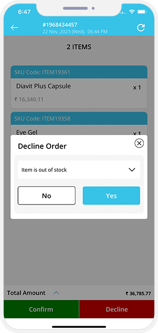 Order cancellation by Store