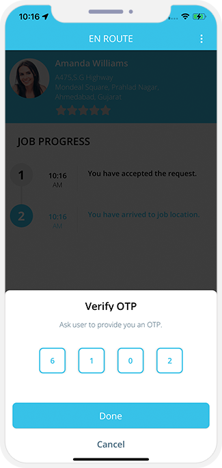 OTP Verification to Start the Job