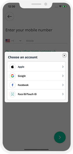 app login using social media