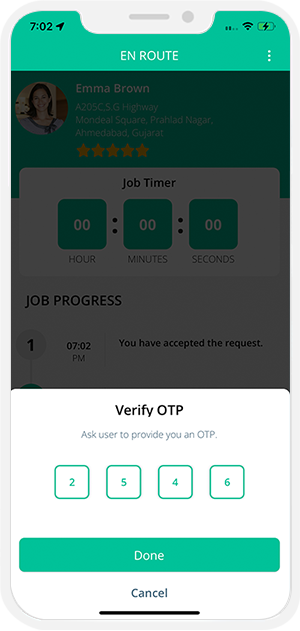 OTP Verification to Start the Job