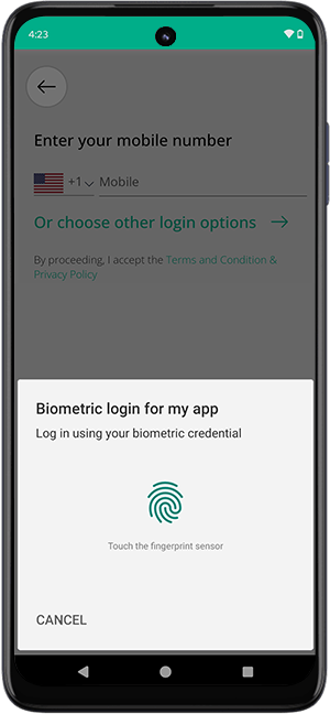 Biometric login