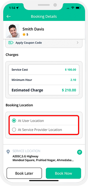 Select booking location