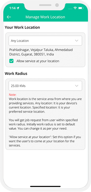 provider manage work location