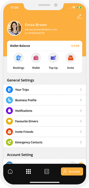 rider application menu option 
