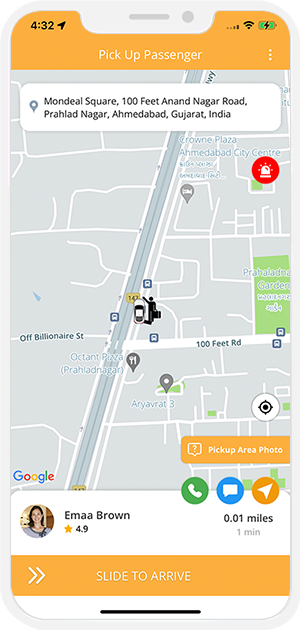 Driver can see the pickup location on a map