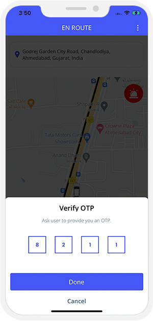 OTP Verification to Start the Ride