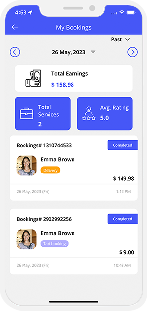 Driver login and registration screen