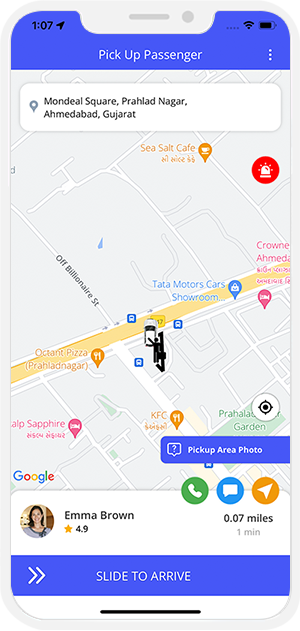 Driver can see the pickup location on a map