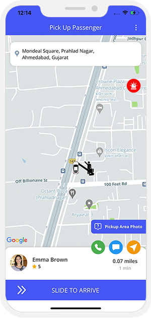 Driver can see the pickup location on a map