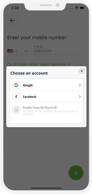 app login using social media