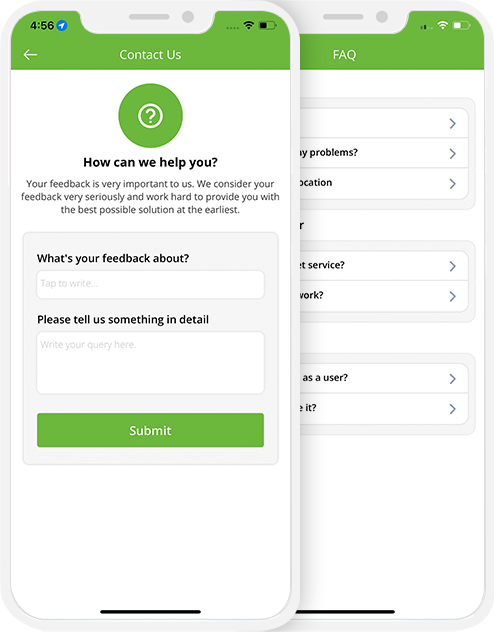 user app login and registration screen