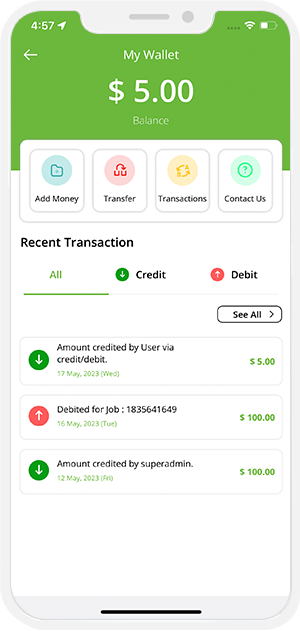 user and provider manage their wallet