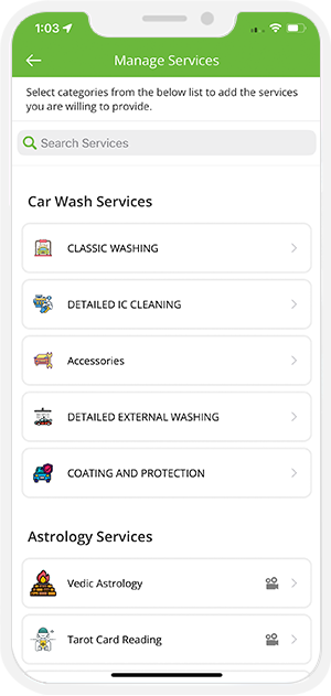 choose service categories