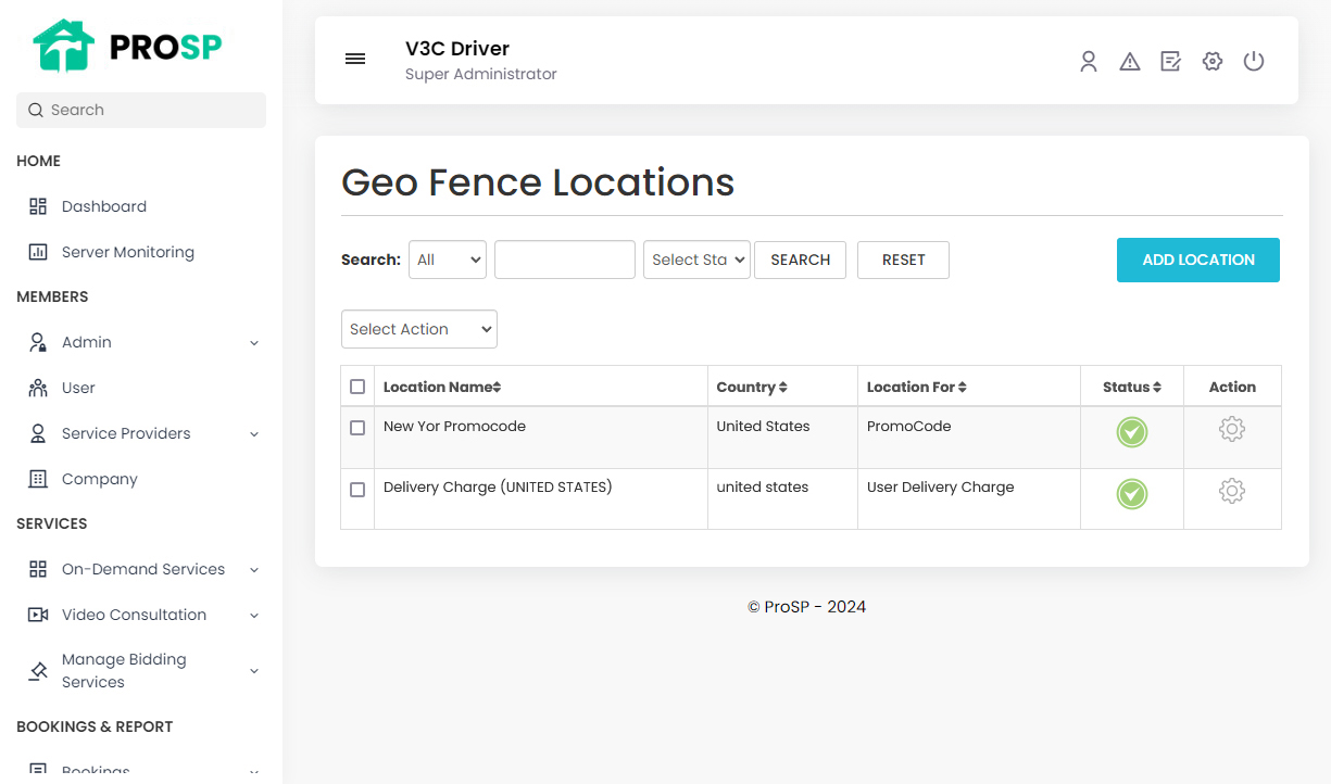 Geo Fence Locations