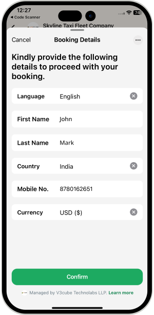 User App Main Screen