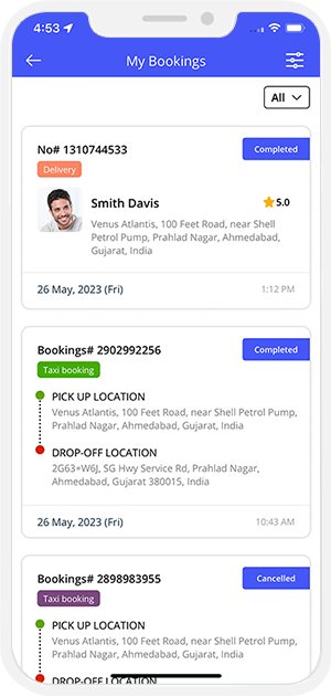 user app login and registration screen