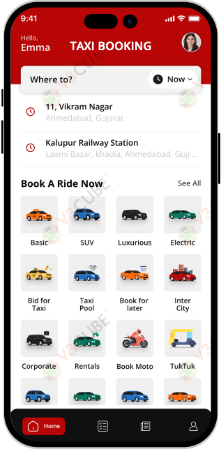 red taxi app color theme