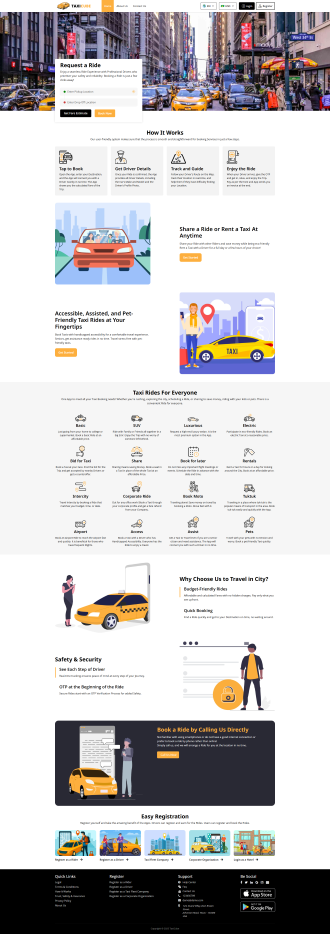 yellow taxi booking website color theme