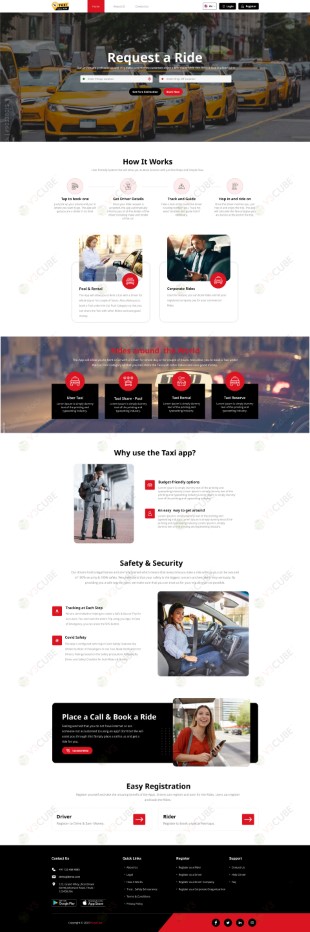 blue taxi booking website color theme