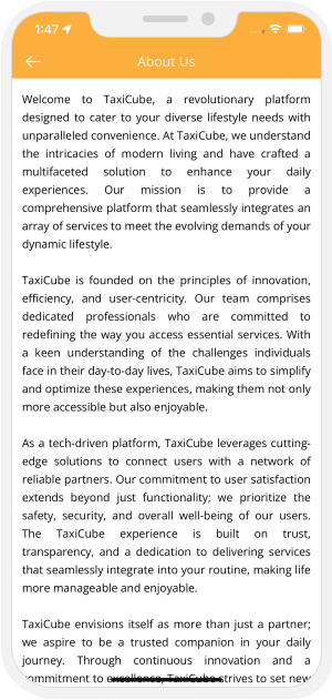 Support menu & About us