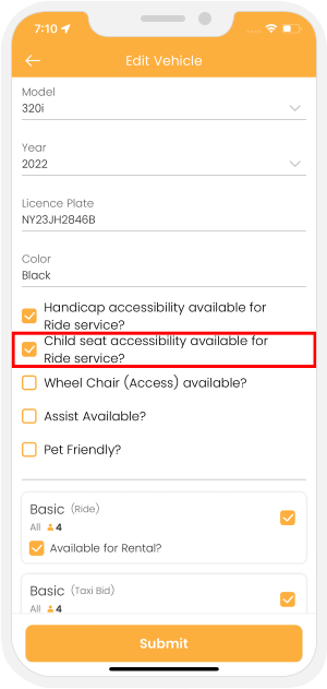 child seat accessibility feature