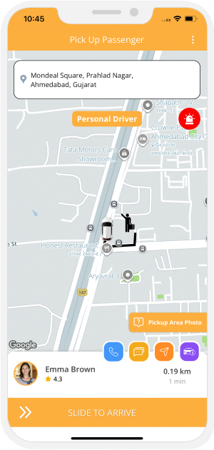 Driver updates when he arrives at pickup location