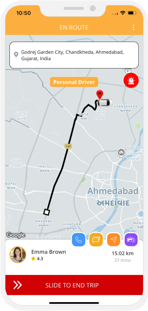 driver slide to end trip and rider get notification for Trip completed