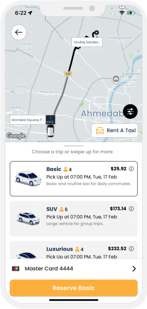 User can select the Taxi type
