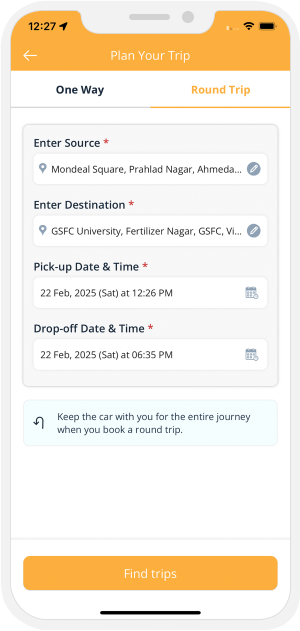 One way Trip or Round Trip