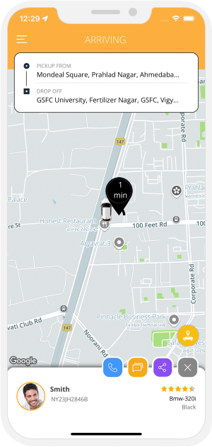 Rider can see the location of the Driver on a Map