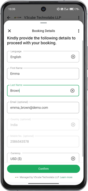 provide booking details