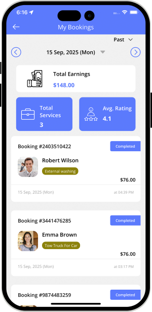 Driver login and registration screen