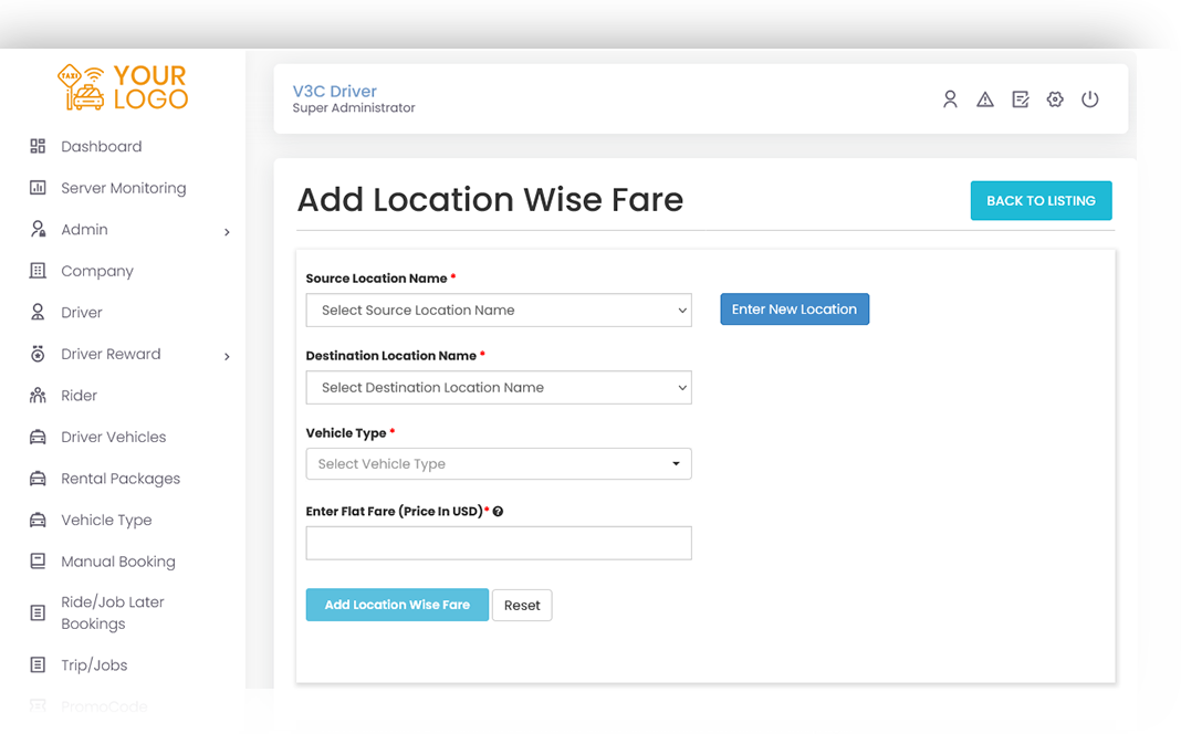 Add Location wise fare