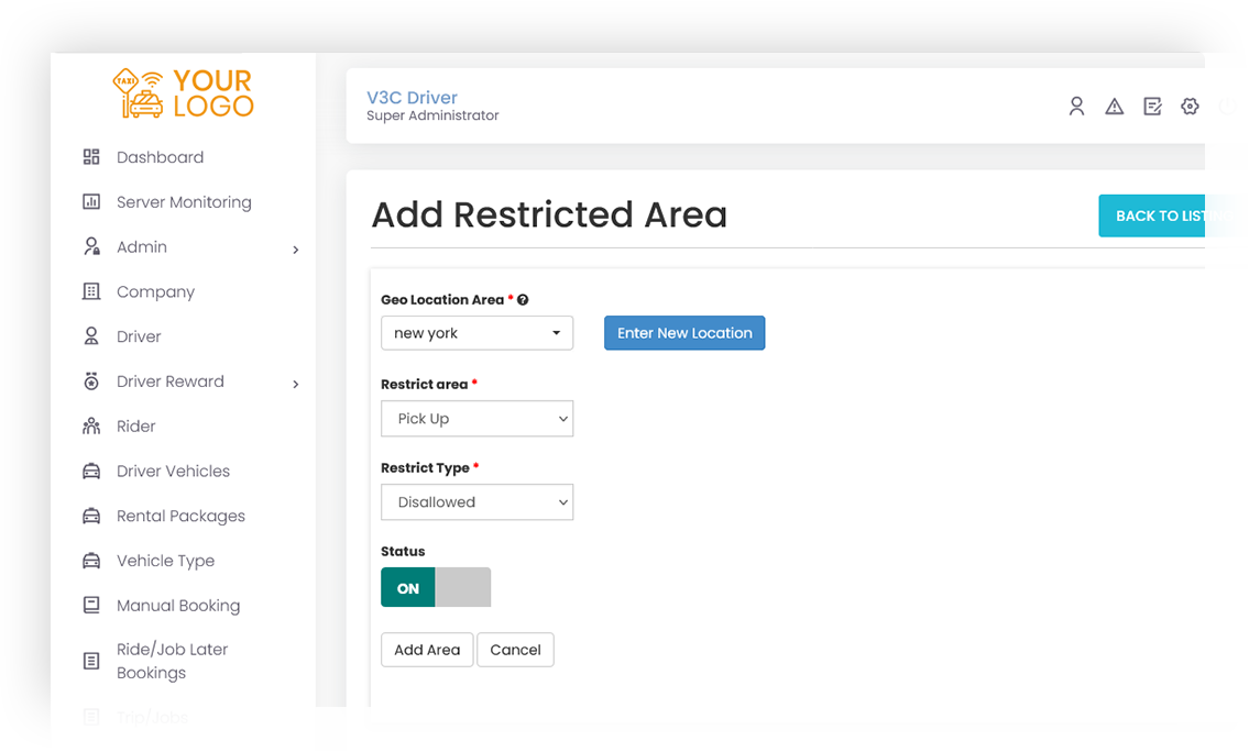 Add restricted area