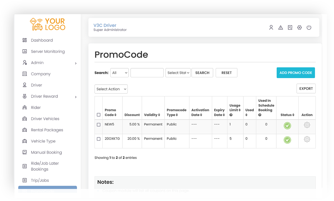 Promo Code Screen
