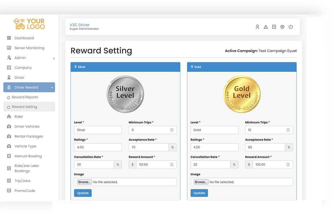 Taxis Management Screen