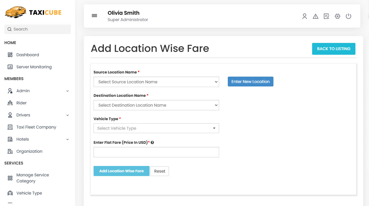 Add Location Wise Fare
