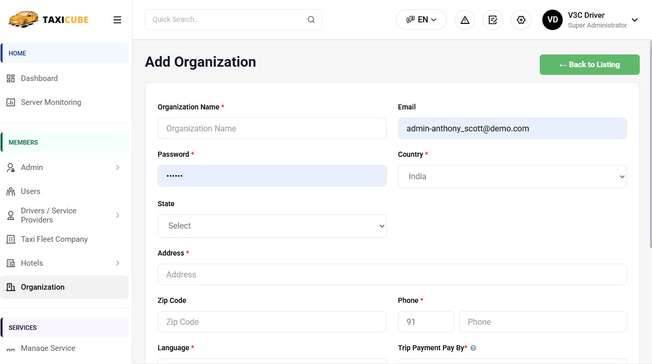 Add Organization
