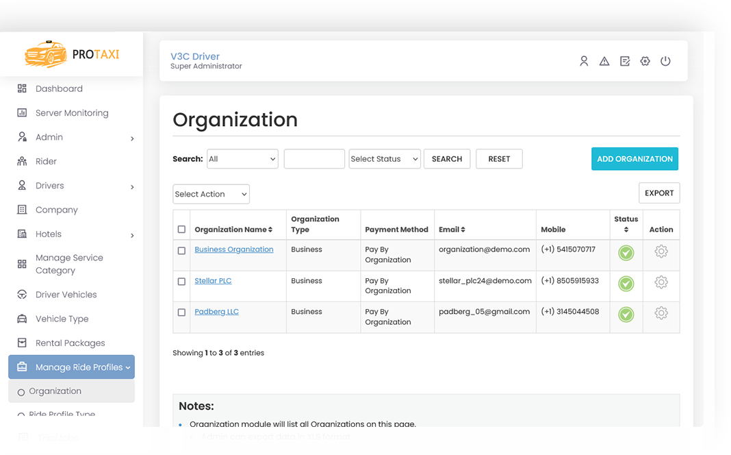 Manage Ride Profiles