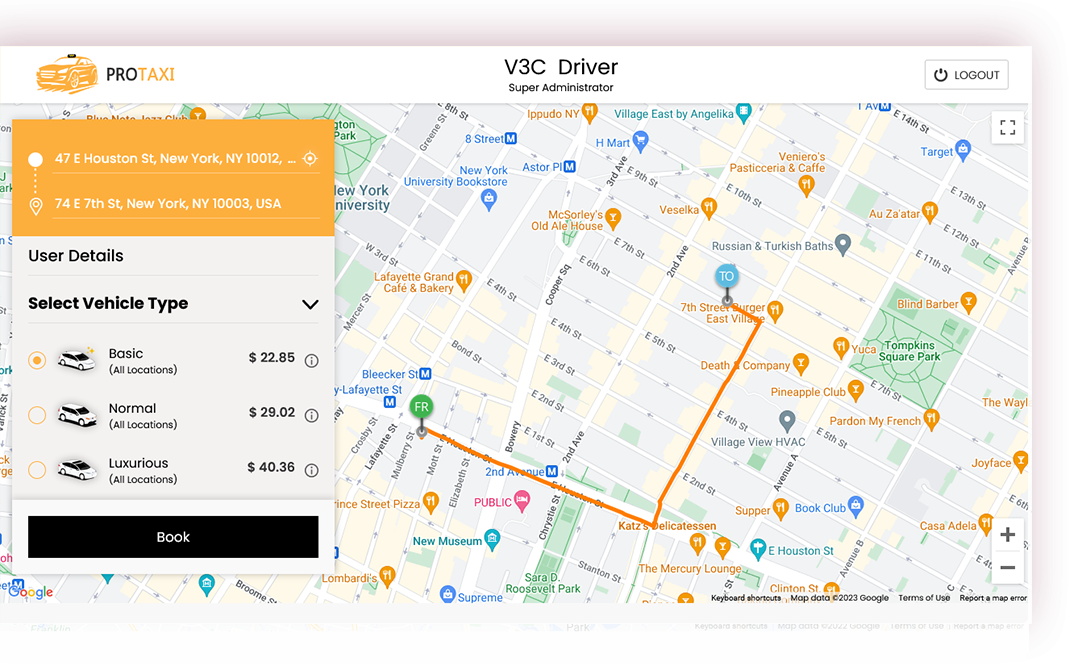 Manual Taxi Dispatch Screen