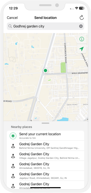user send pick-up location