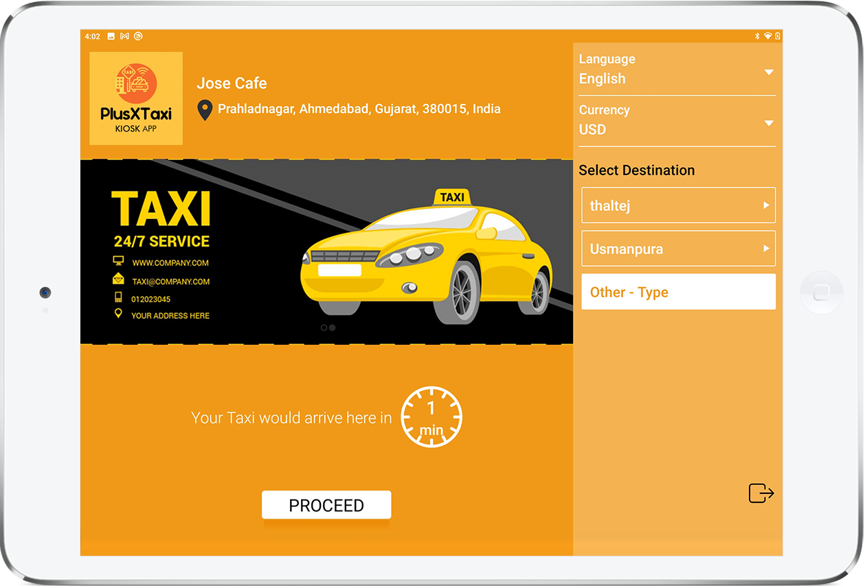 Taxi arrived here screen