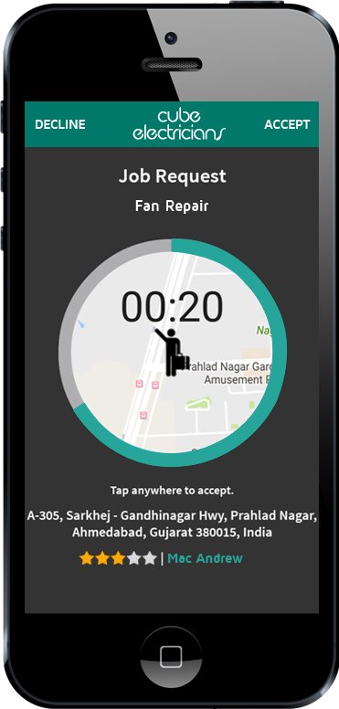 electrician apps request accept or reject screen
